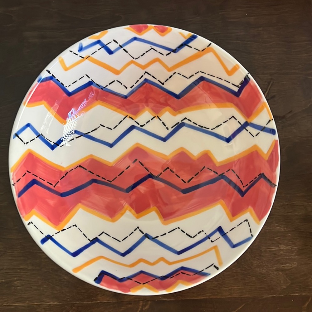 Anthro Serving Bowl zigzag ~21cm. 81/2 inch